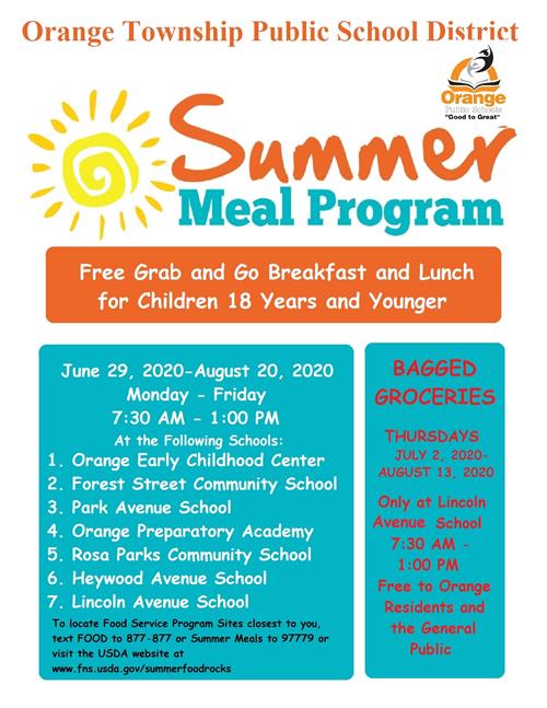 The Orange Township Public School District Summer Meal Program