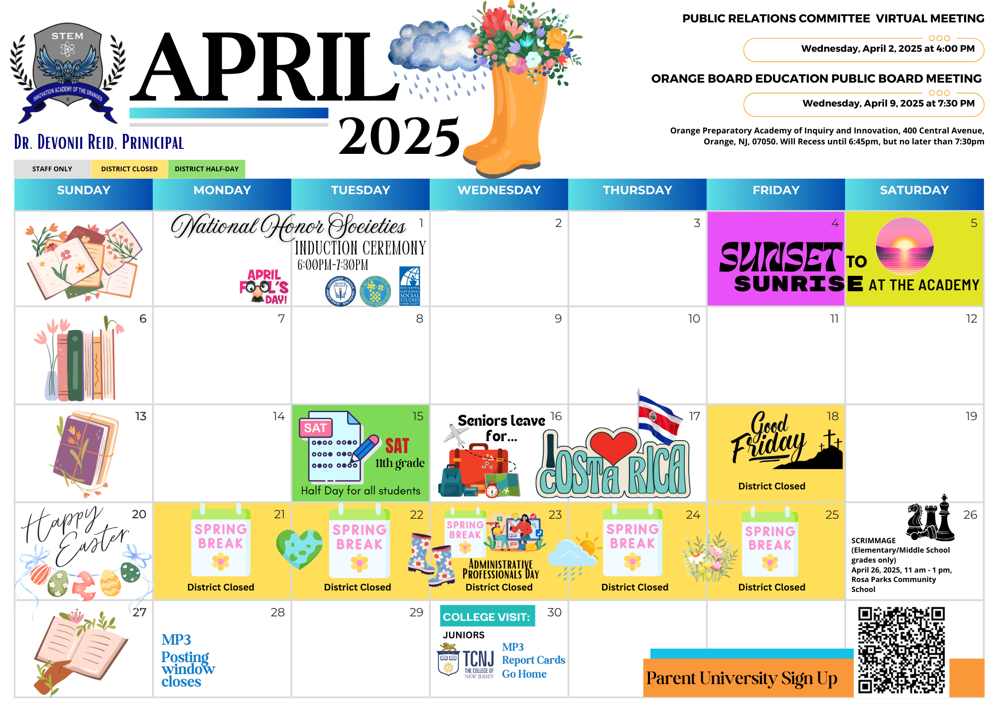  STEM's April 2025 School Calendar
