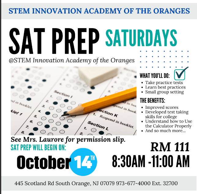  SAT Prep at STEM - Saturdays from 8:30AM-11:00AM