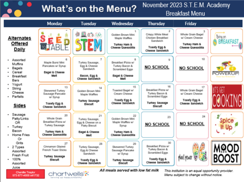  STEM November 2023 Breakfast Menu