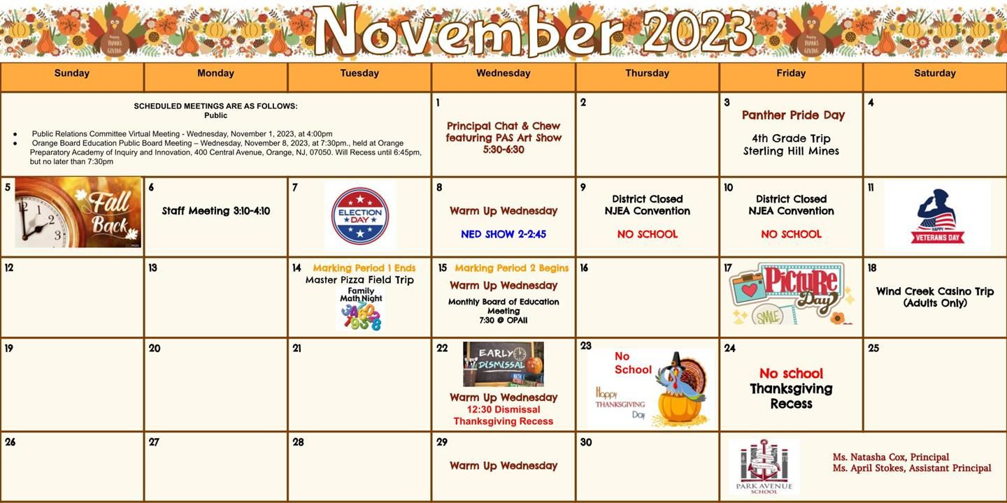 Monthly Events Calendar