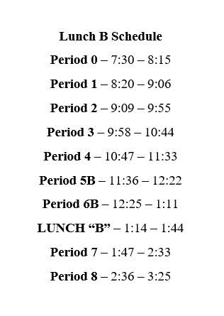 Lunch B Schedule