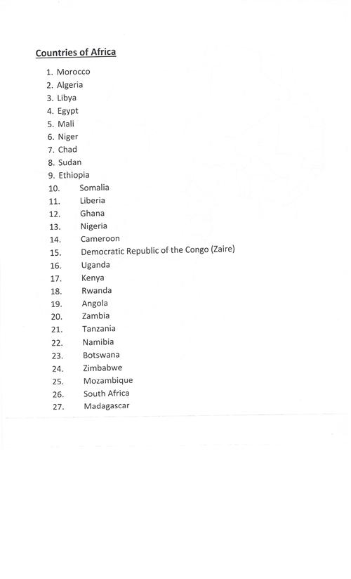 Africa list 