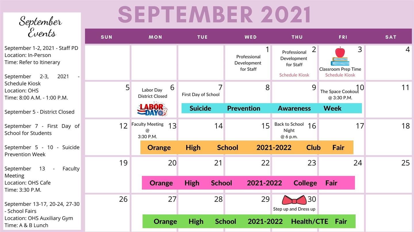 Orange High School / Ohs Calendar